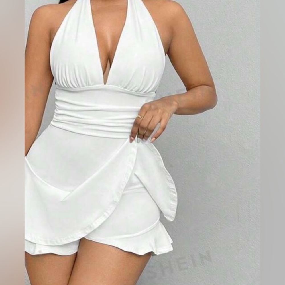 White halter dress